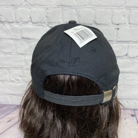 Tourist Hat Cap Strap Back Black Floridita Cuba Embroidered Lightweight Cotton - Picture 3 of 8